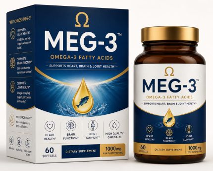 MEG-3 Omega-3 Fatty Acids 1000mg – Premium Fish Oil for Heart, Brain & Joint Health